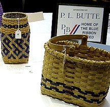 PL Butte, PLB, home of Blue Ribbon Reed annually sponsors our exhibit room...shown here with novice flat reed exhibit entries
